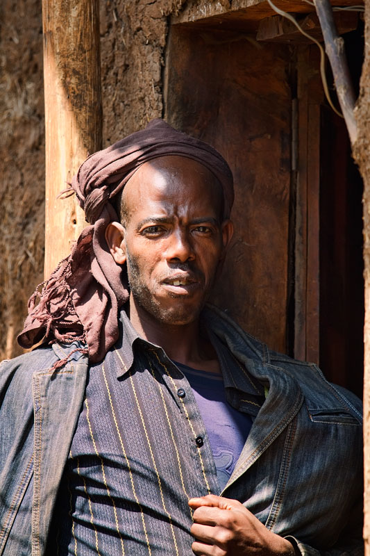 229   Gurage man, enjoying the qat session (khat, Chat or miraa) session. Ethiopia